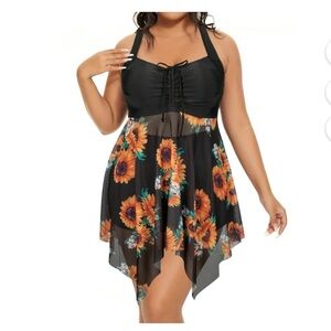 #0031 Chama Plus Size Tankini Tummy Control with Boyshorts Swimdress